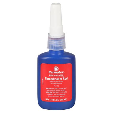 PERMATEX Red 0 34 Fl Oz High Strength Threadlocker 641N66 27110