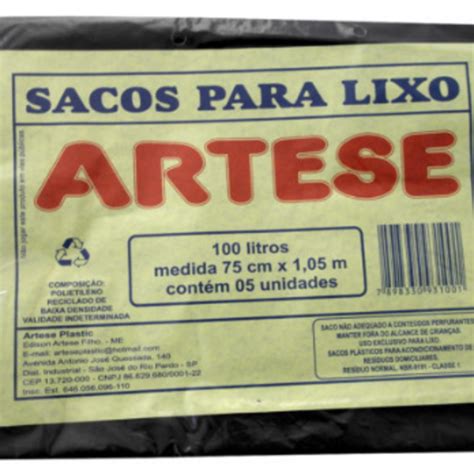 Saco Lixo Preto 100l 5uni Artese Leroy Merlin