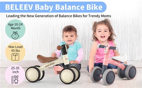 BELEEV Baby Balance Bike for 10-24 Month, No Pedal Baby Bike with 4 ...