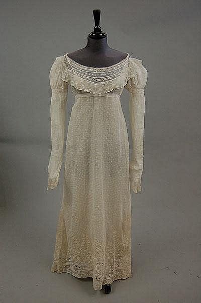 A Whitework Embroidered Spotted Muslin Dress