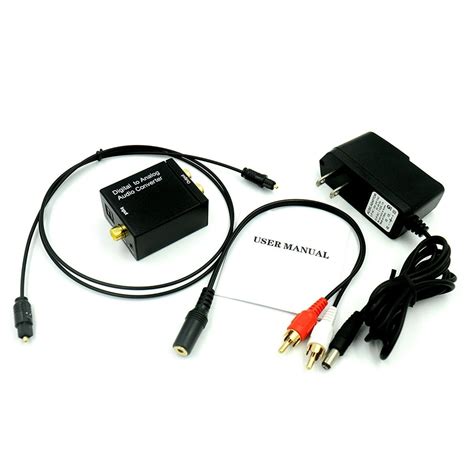 Digital Optical Coax To Analog Rca Audio Converter Adapter With 328ft Optical Toslink Cable