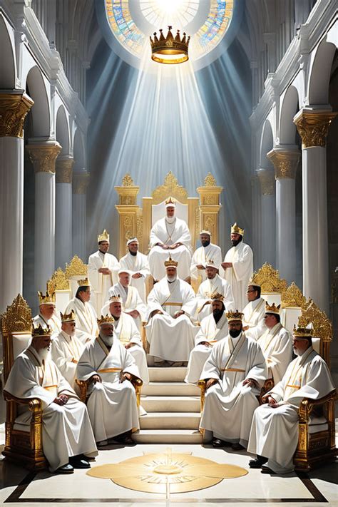 24 Elders In Heaven Wearing White Robes And Crowns Sitted On By Kyuz