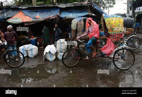 Colorful Cycle Rickshaws Roaming The Streets Of Dhaka Bangladesh Stock