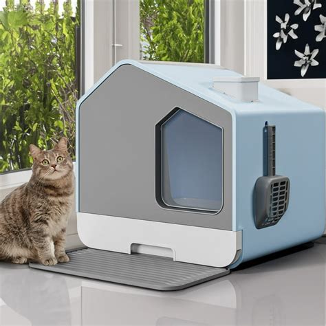 Dextrus Extra Large Enclosed Cat Litter Box With Odor Free Enclosed