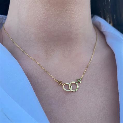 Mecylife Interlocking K Gold Lesbian Necklace Lesbian Pride Jewelry