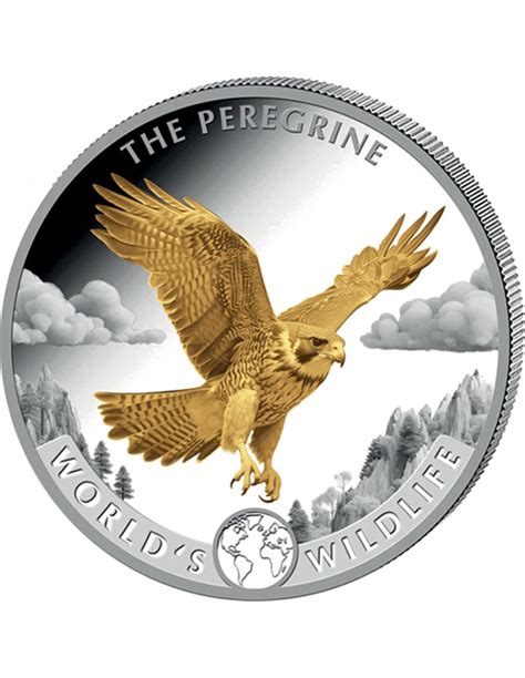 PEREGRINE FALCON Gilded World S Wildlife 1 Oz Silver Coin 20 Francs