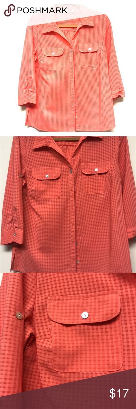 Lightweight Long Orange Button Up Shirt Button Up Shirts Button Up