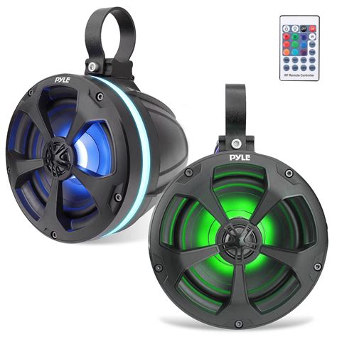 のでご 2 Way Marine Grade Wakeboard Tower Speakers System W Rgb Light， Full Range Outdoor Audio