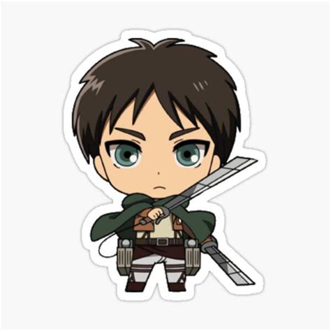 Eren Jaeger Chibi Sticker By Animeworldz In 2021 Chibi Anime