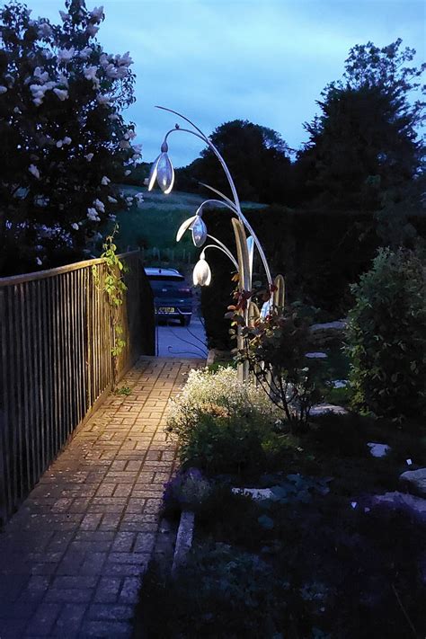 Snowdrop Sculpture and Lights in Country Cottage Garden