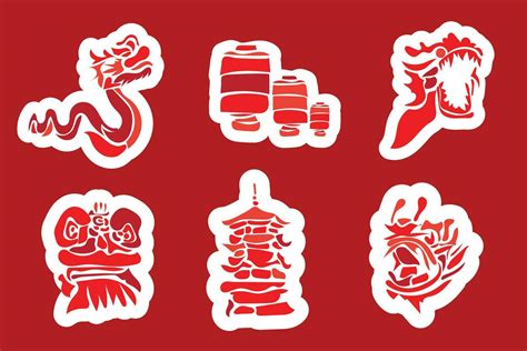 Vector Chinese New Year Sticker Set Collection 36318165 Vector Art At