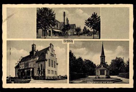 Ansichtskarte Postkarte Gröditz Kriegerdenkmal Kirche akpool de