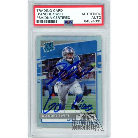 D Andre Swift Panini Optic Holo Go Lions Autograph Rookie Card