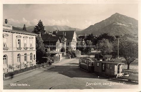 Fotokarte Dornbirn beim Bahnhof Tramway um 1935 Wiener Werkstätte