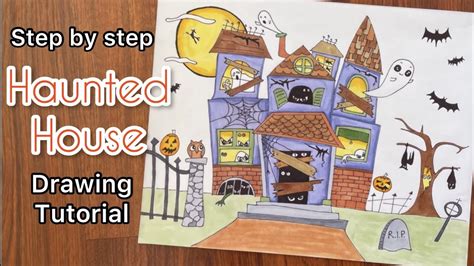 How To Draw A Haunted House Step By Step Youtube