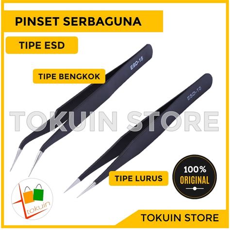 Jual Pinset Benang Penjepit Bulu Tweezer Pinset Bengkok Lurus Tajam