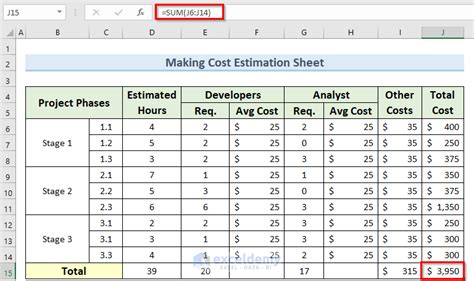 How To Create A Cost Estimation Sheet In Excel