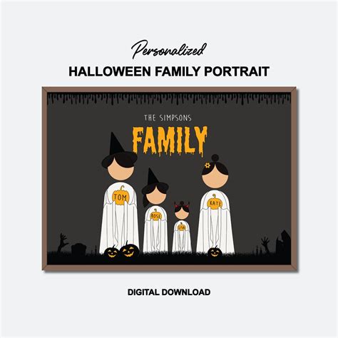 Personalized Halloween Ghost Family Portrait Printable Wall Art, High ...