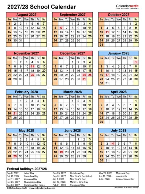 School Calendars 20272028 Free Printable Pdf Templates