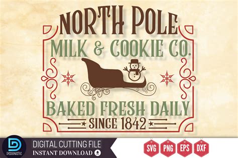 North Pole Milk Cookie Co Baked Fresh Graphic By DESIGNISTIC