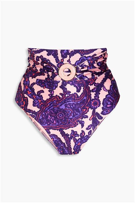 Zimmermann Tiggy Embellished Paisley Print High Rise Bikini Briefs