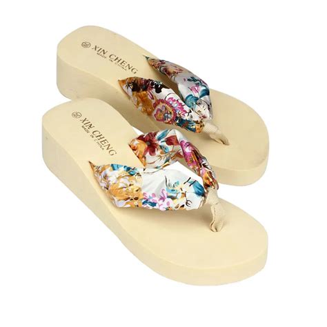 Women Bohemia Floral Beach Sandals Wedges Summer Sandals Women Platform Thongs Beach Slippers