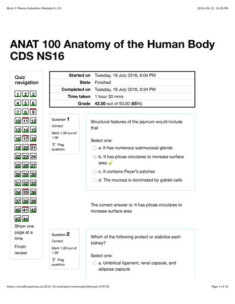 Anat Block Evaluations Quiz Navigation Show One Page At A Time