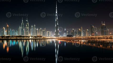 Night view of The Burj Khalifa. Generative AI 32977207 Stock Photo at ...