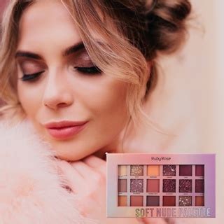 Paleta De Sombras Ruby Rose Soft Nude Matte Metalica Glitter Primer