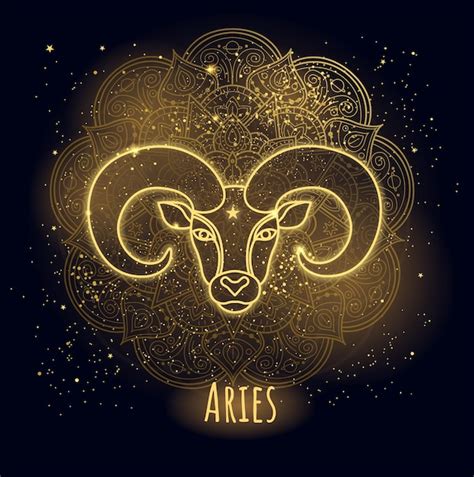 Colorido Signo Del Zodiaco Aries Vector Lineart Vector Premium