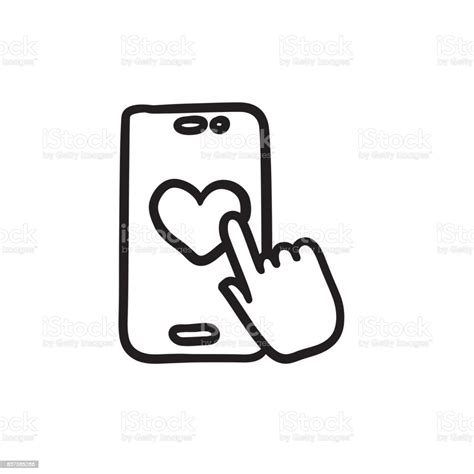 Smartphone With Heart Sign Sketch Icon Stock Illustration Download