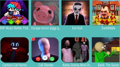 FNF Music Batlle Escape Horror Piggy Evil Doll Dark Riddle Cartoon Cat