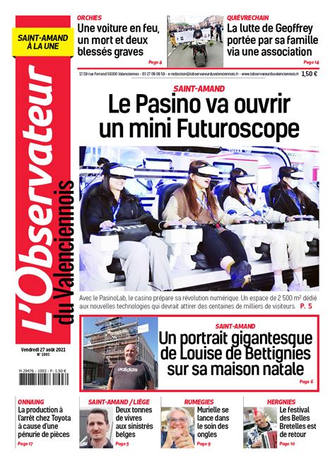 L Observateur du Valenciennois Saint Amand du vendredi 27 août 2021