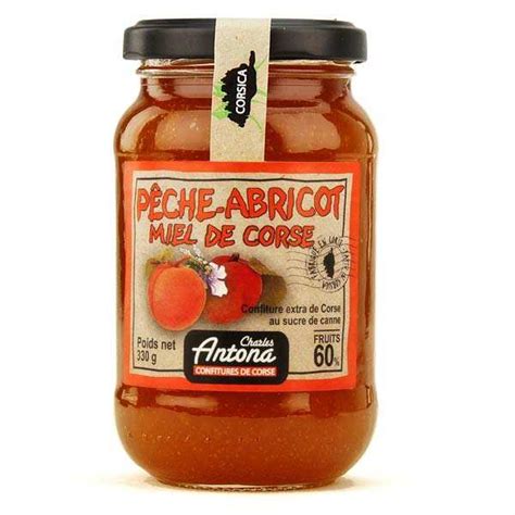 Confiture extra de Corse bio Pêche abricot miel Charles Antona