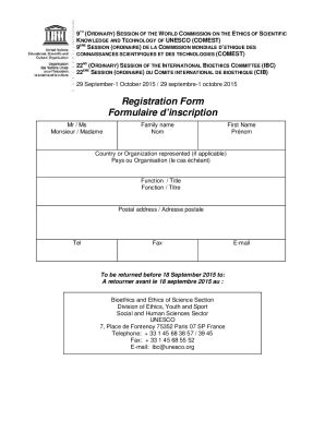 Fillable Online COMEST 9 IBC 22 Registration Form Fax Email Print