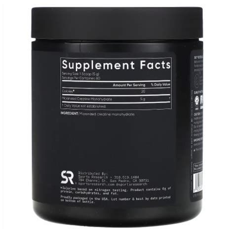 Sports Research Creatine Monohydrate Unflavored 10 58 Oz 300 G 10 58 Oz Kroger