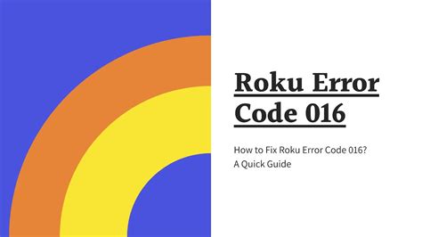 Guide To Resolve Roku Error Code 016 In 2020 YouTube