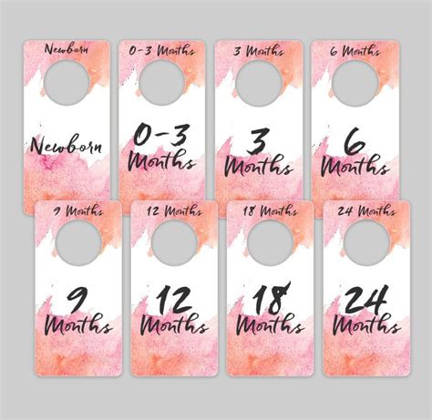 Watercolor Printable PDF Baby Nursery Closet Dividers & - Etsy