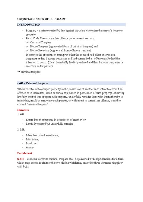 Chapter 6.3: Understanding Burglary Laws and Penal Code Provisions
