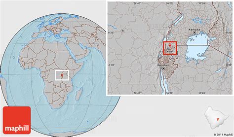 Gray Location Map of Kabale Municipality, hill shading