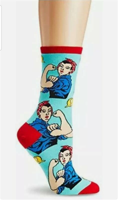 Socksmith Women S Graphic Cotton Crew Socks Rosie The Riveter Size 5 10 5 Ebay