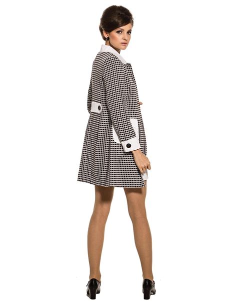 MARMALADE Retro 60s Mod Patterned Coat With White Collar