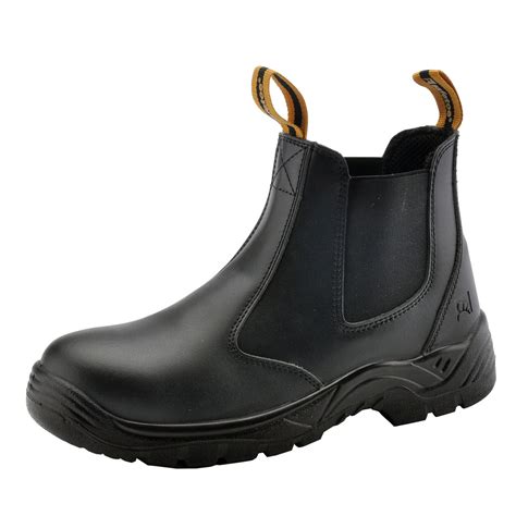 Mens Work Boots Steel Toe Chelsea Safety Boots Leather Waterproof Ligh ...