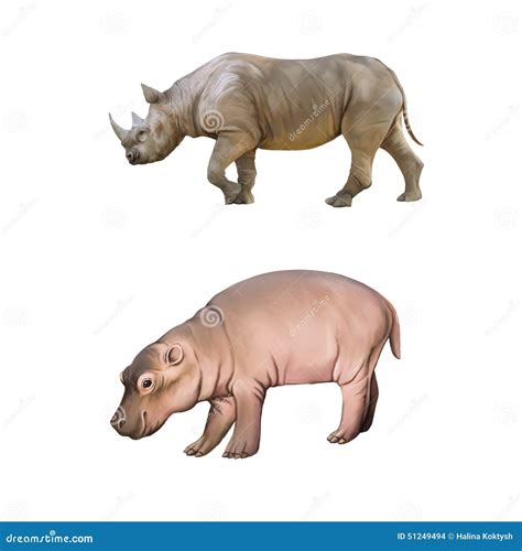 African Rhino Family: Collection Of Standing, Sitting, And Lying