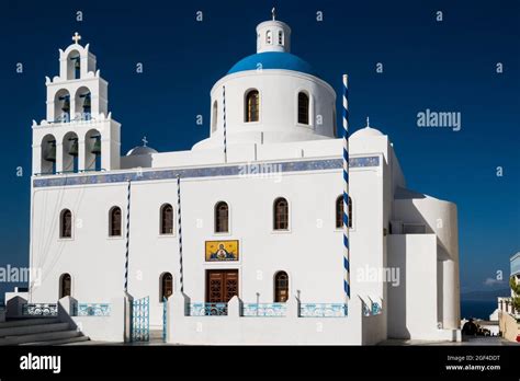 Church Of Panagia Platsani Oia Santorini Greece Europe Stock Photo