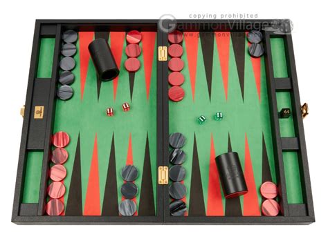 20 Inch Leather Backgammon Set By Zaza And Sacci Blackgreenred