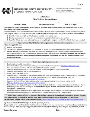 Fillable Online Teach Grant Request Form Fax Email Print