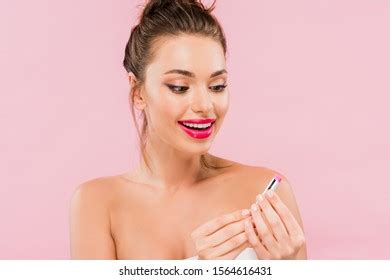 Happy Naked Beautiful Woman Pink Lips Shutterstock