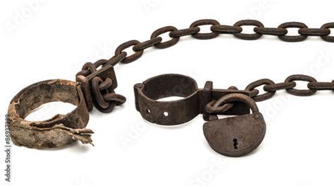 Rusty Old Shackles With Padlock And Padded Shackles Used For Locking Up