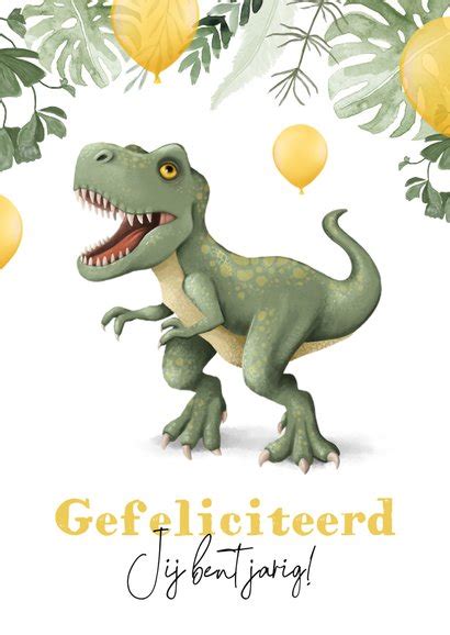 Verjaardagskaart Dinosaurus T Rex Jungle Kaartje2go